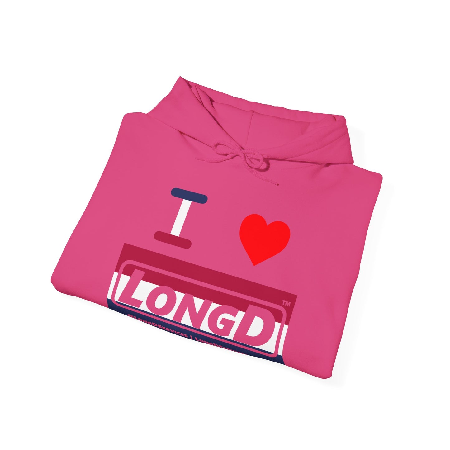 I Luv LongD® Logo Hoodie red, white and blue striped negative thirds