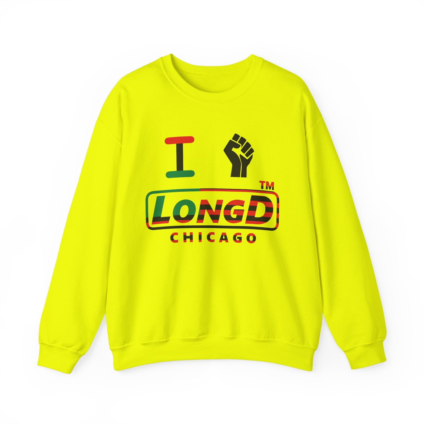 I fist LongD positive flag Chicago logo crewneck sweatshirt