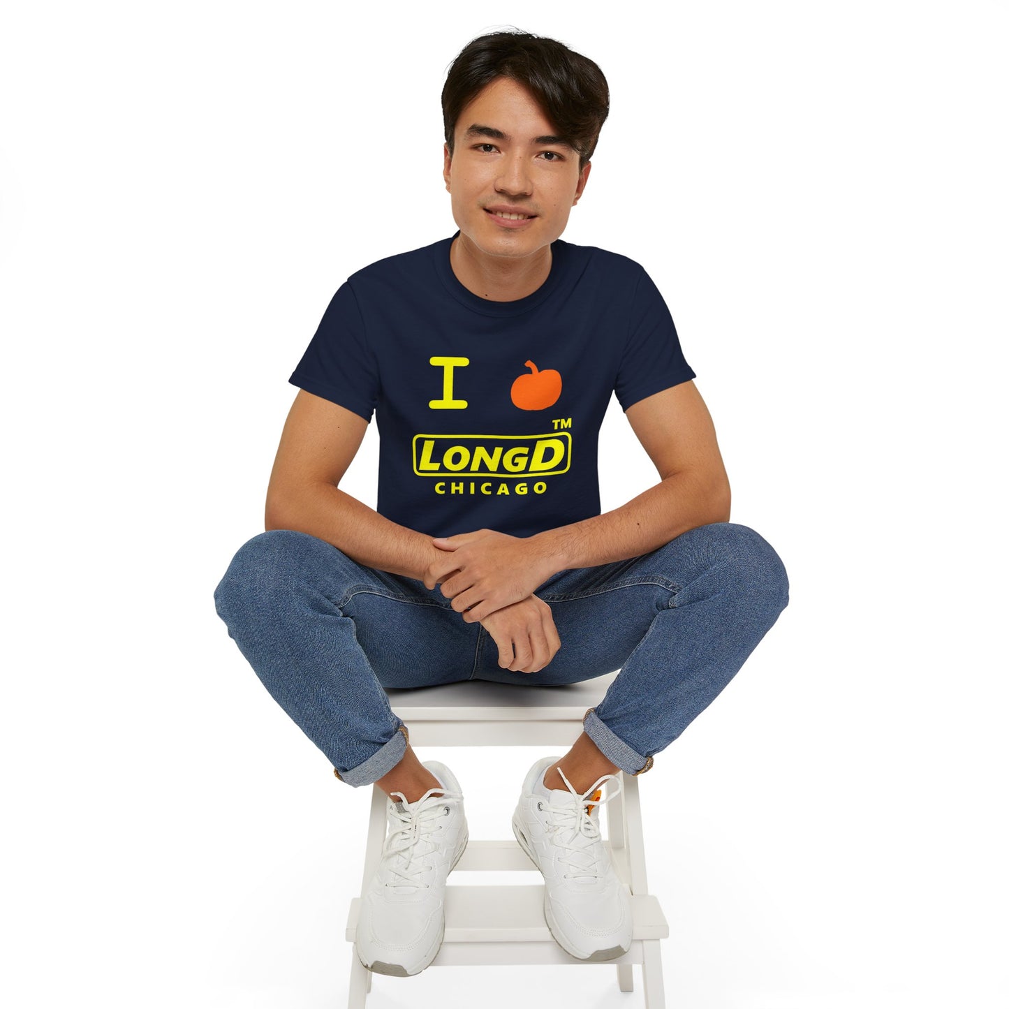 I Pumpkin LongD® Logo Cotton Tee positive yellow basic Chicago logo