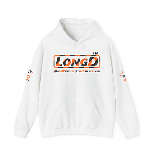 LongD Tag-domain positive 12-striped 4-print logo (Halloween colors) hoodie