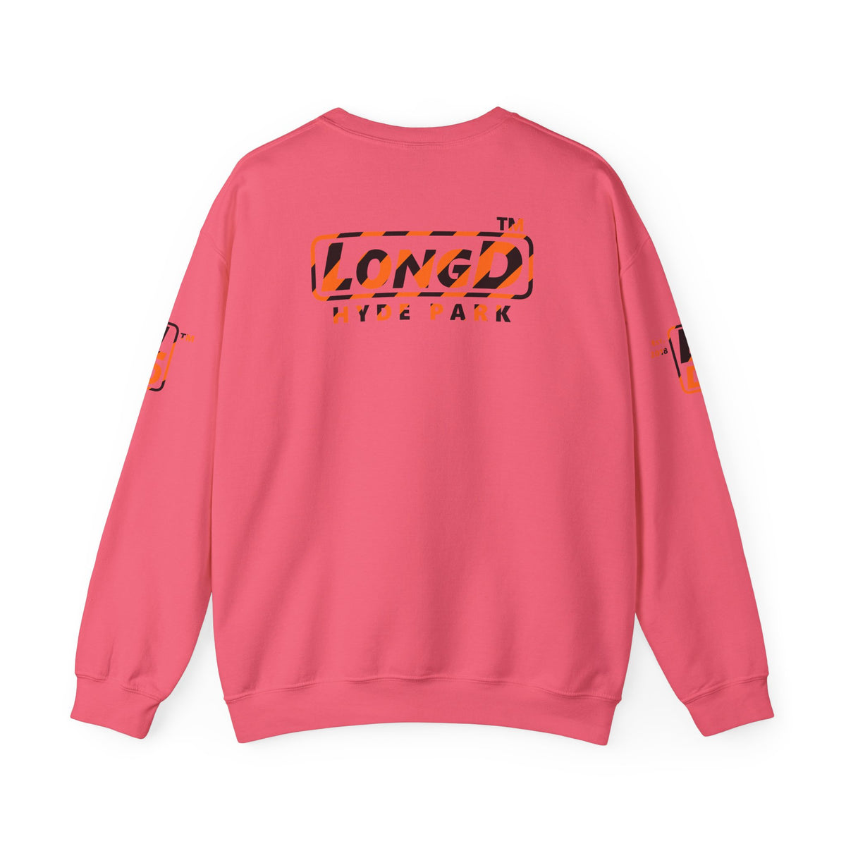 LongD Hyde Park positive 12-striped 4-print logo (Halloween colors) crewneck sweatshirt