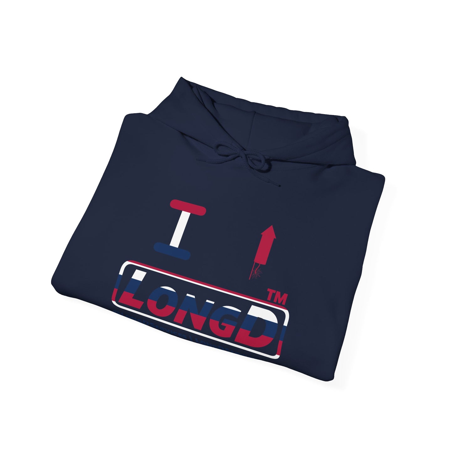 I firecracker LongD® positive horizontal 6-striped tag-domain logo hoodie