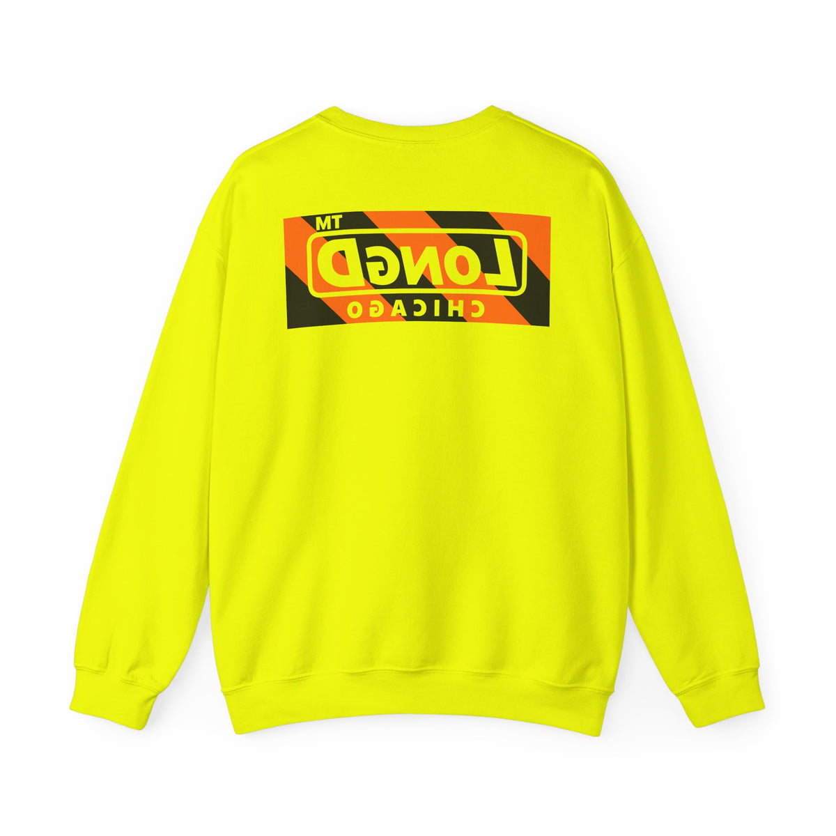 LongD Chicago negative diagonal 6-striped front-back logo (Halloween colors) crewneck sweatshirt