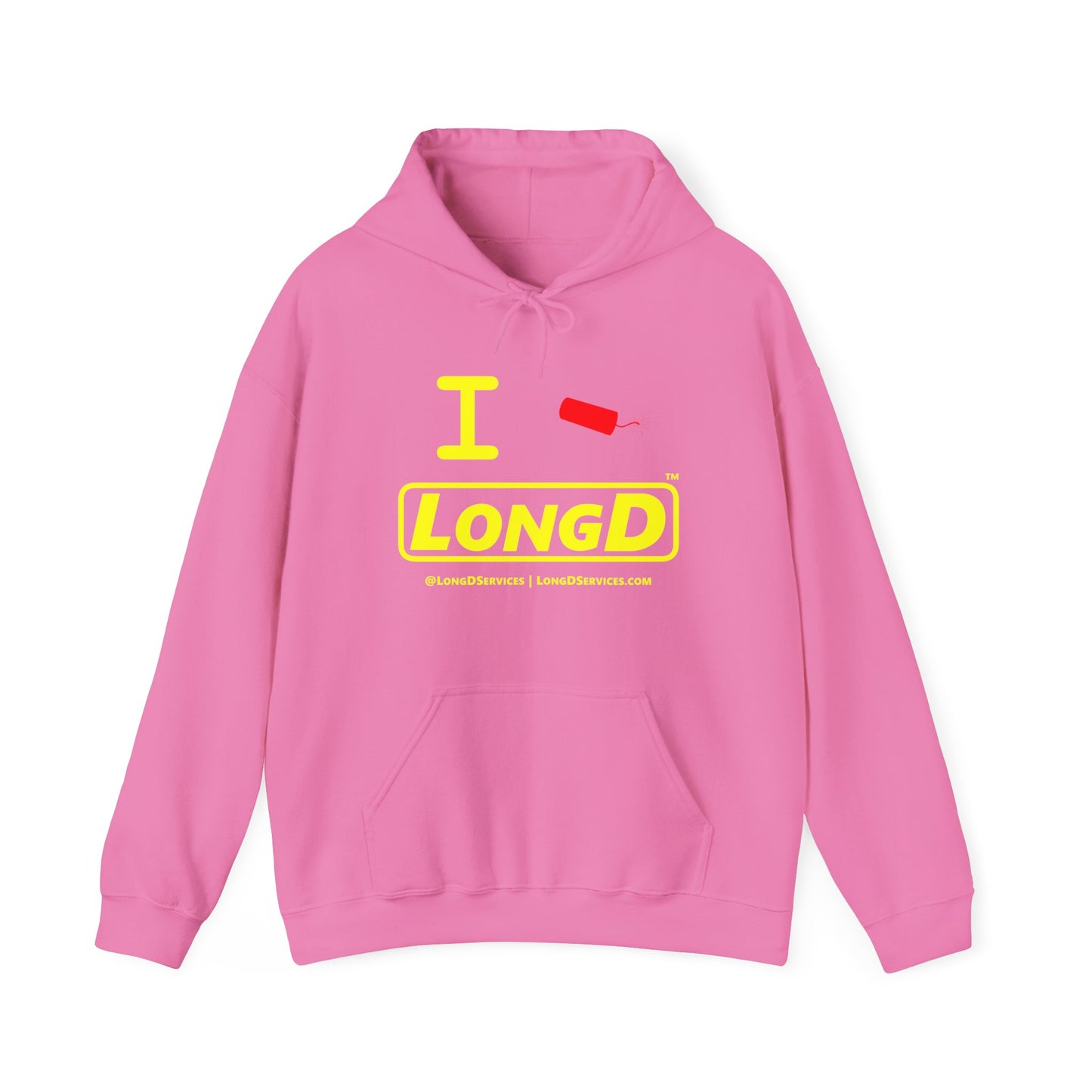I Firecracker LongD® Reverse Logo Hoodie red firecracker (no blue or white)