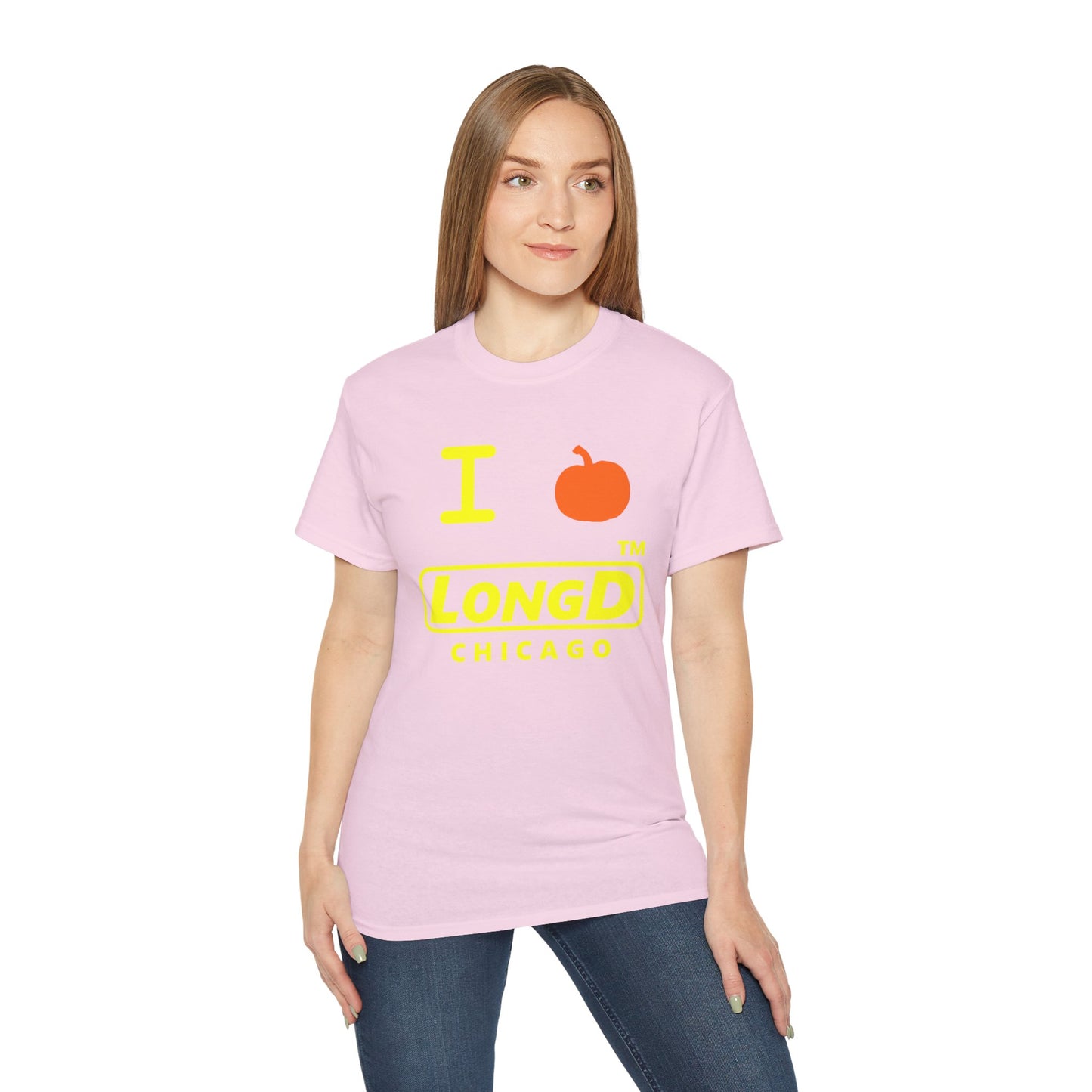 I Pumpkin LongD® Logo Cotton Tee positive yellow basic Chicago logo