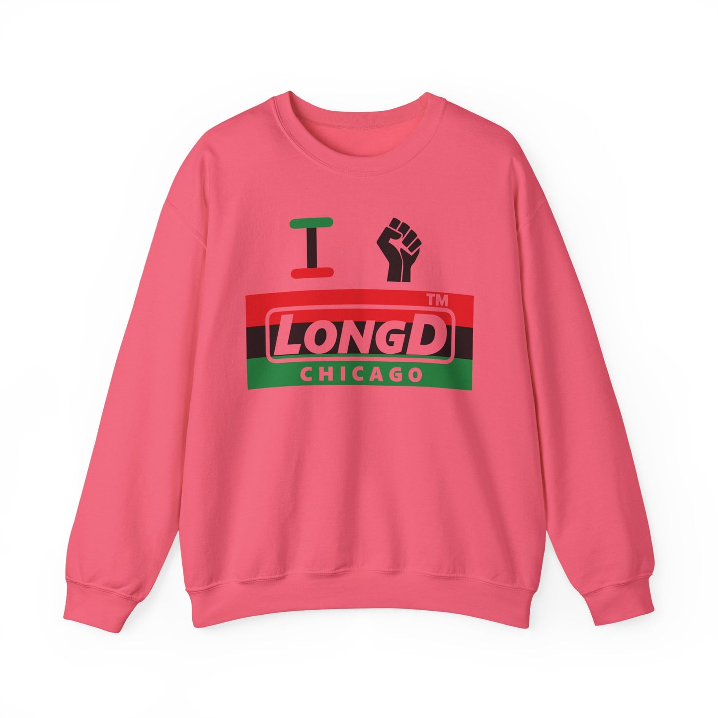 I fist LongD negative horizontal 3-striped Chicago logo crewneck sweatshirt