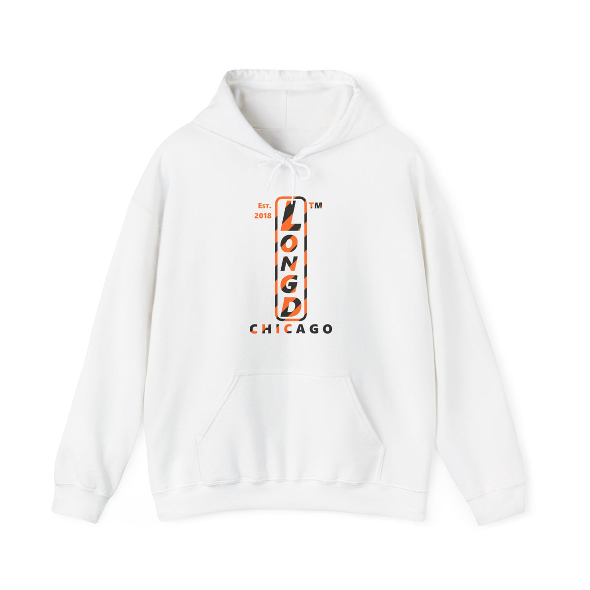 LongD Chicago positive upright pixel-weighted 12-striped logo (Halloween colors) hoodie