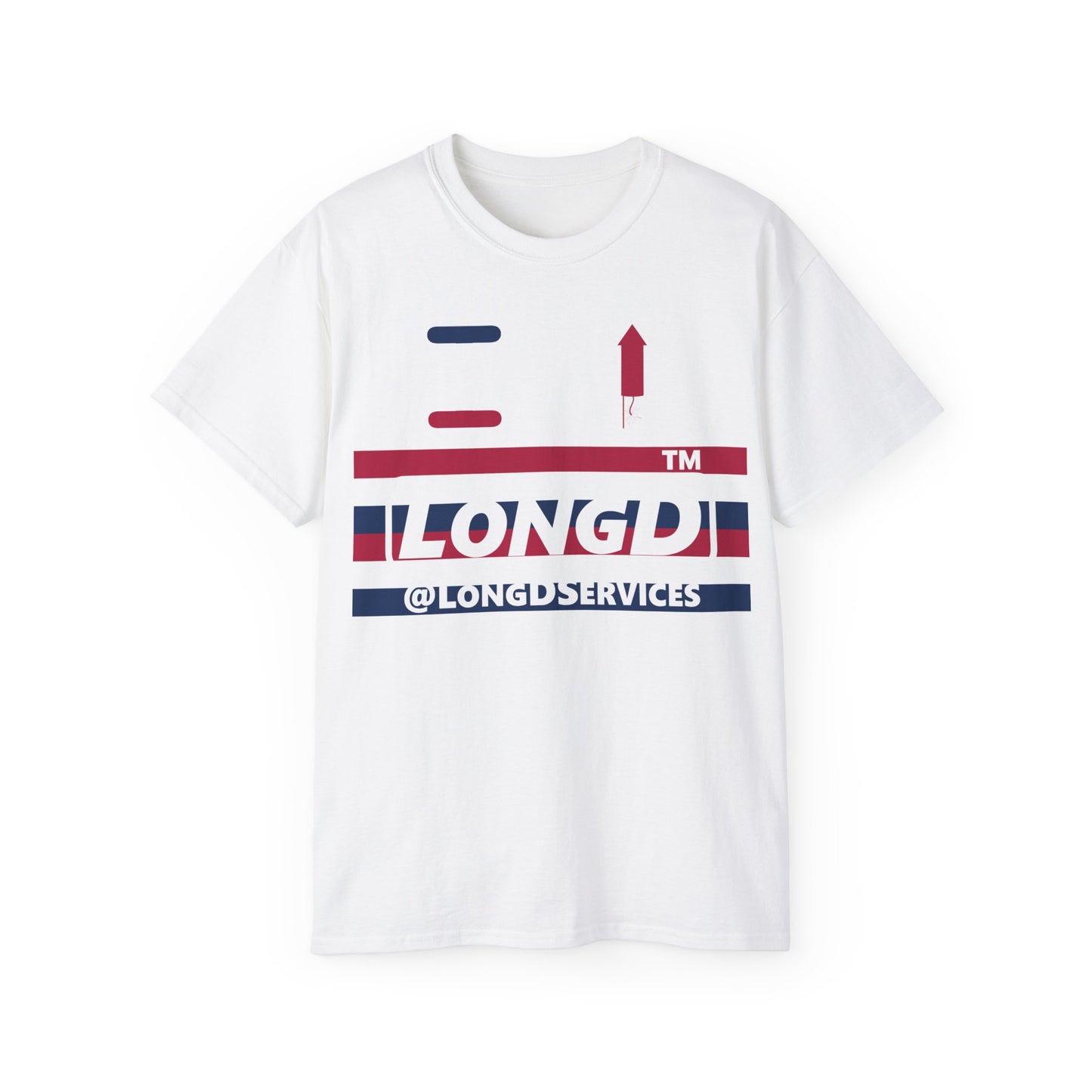 I firecracker LongD negative horizontal 6-striped tag logo cotton tee