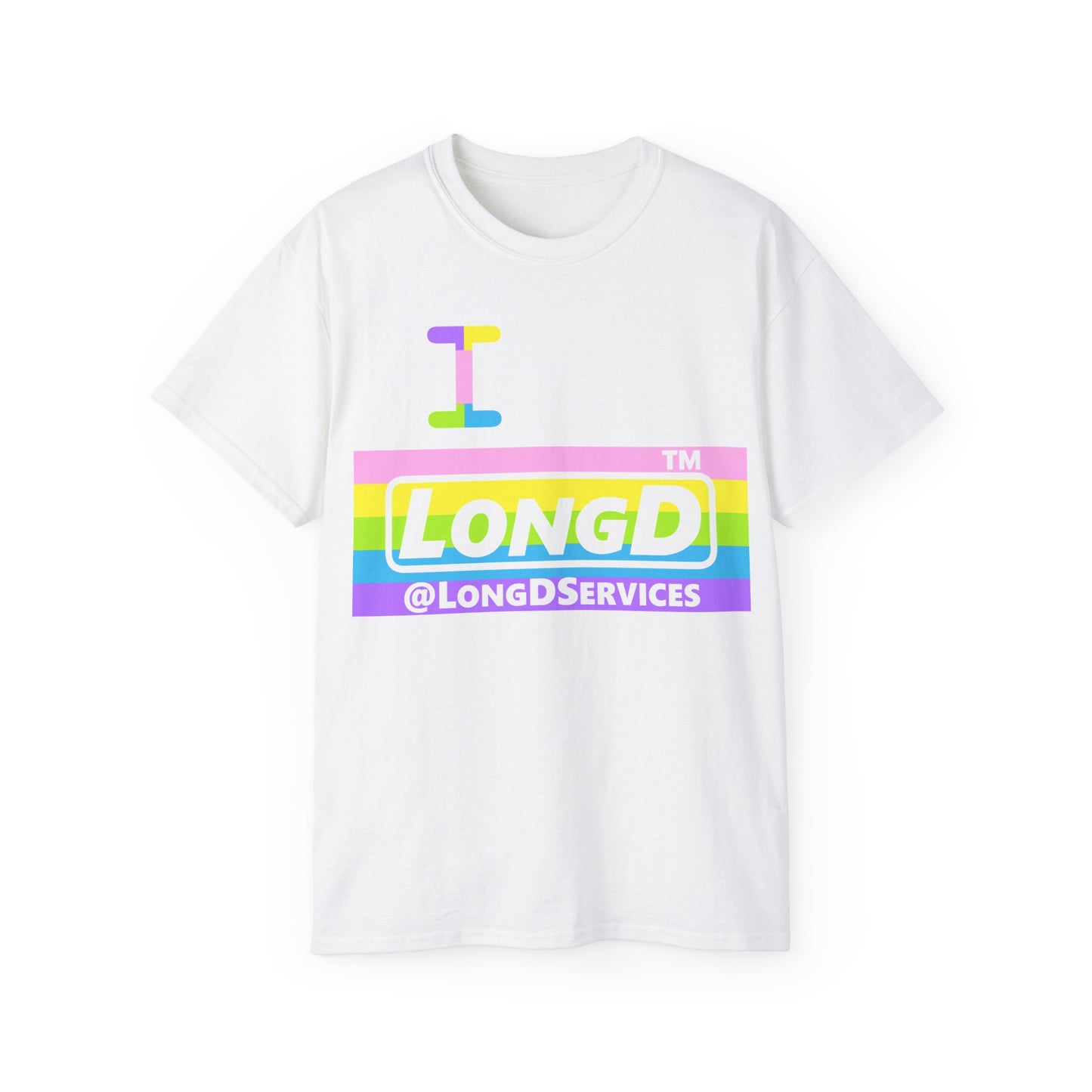 I Bunny LongD® negative horizontal striped Tag Logo Cotton Tee