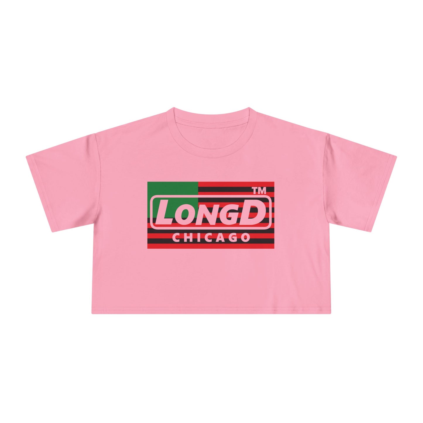 LongD negative flag Chicago logo crop tee (Juneteenth colors)