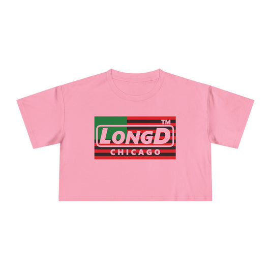 LongD negative flag Chicago logo crop tee (Juneteenth colors)