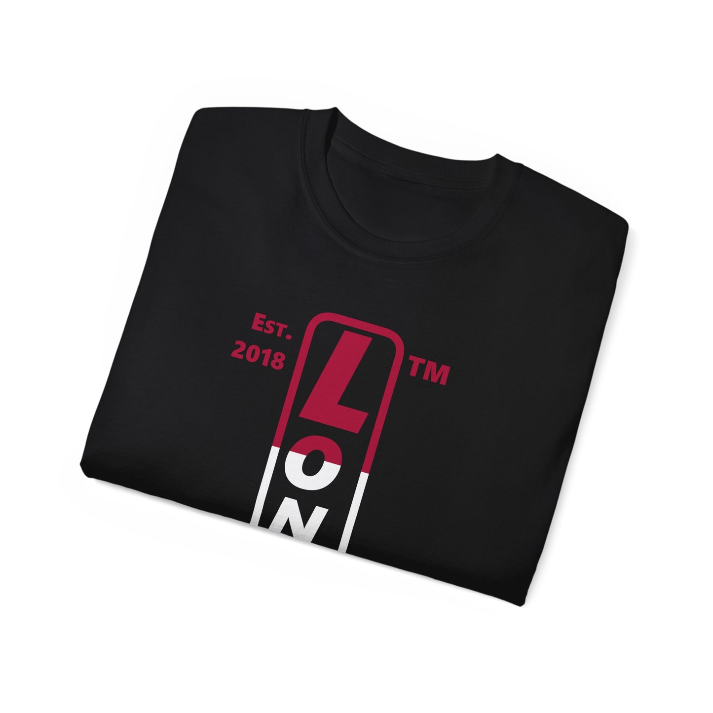 LongD cotton tee positive horizontal 3-striped Chicago upright logo (Patriotic colors)