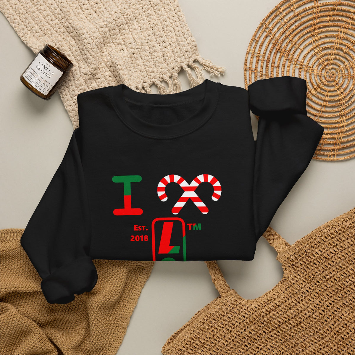 I candy cane LongD Hyde Park positive upright pixel-weighted 4-striped 4-print logo crewneck sweatshirt