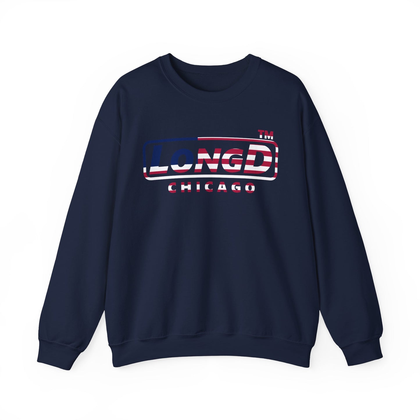 LongD positive flag Chicago logo crewneck sweatshirt (patriotic colors)