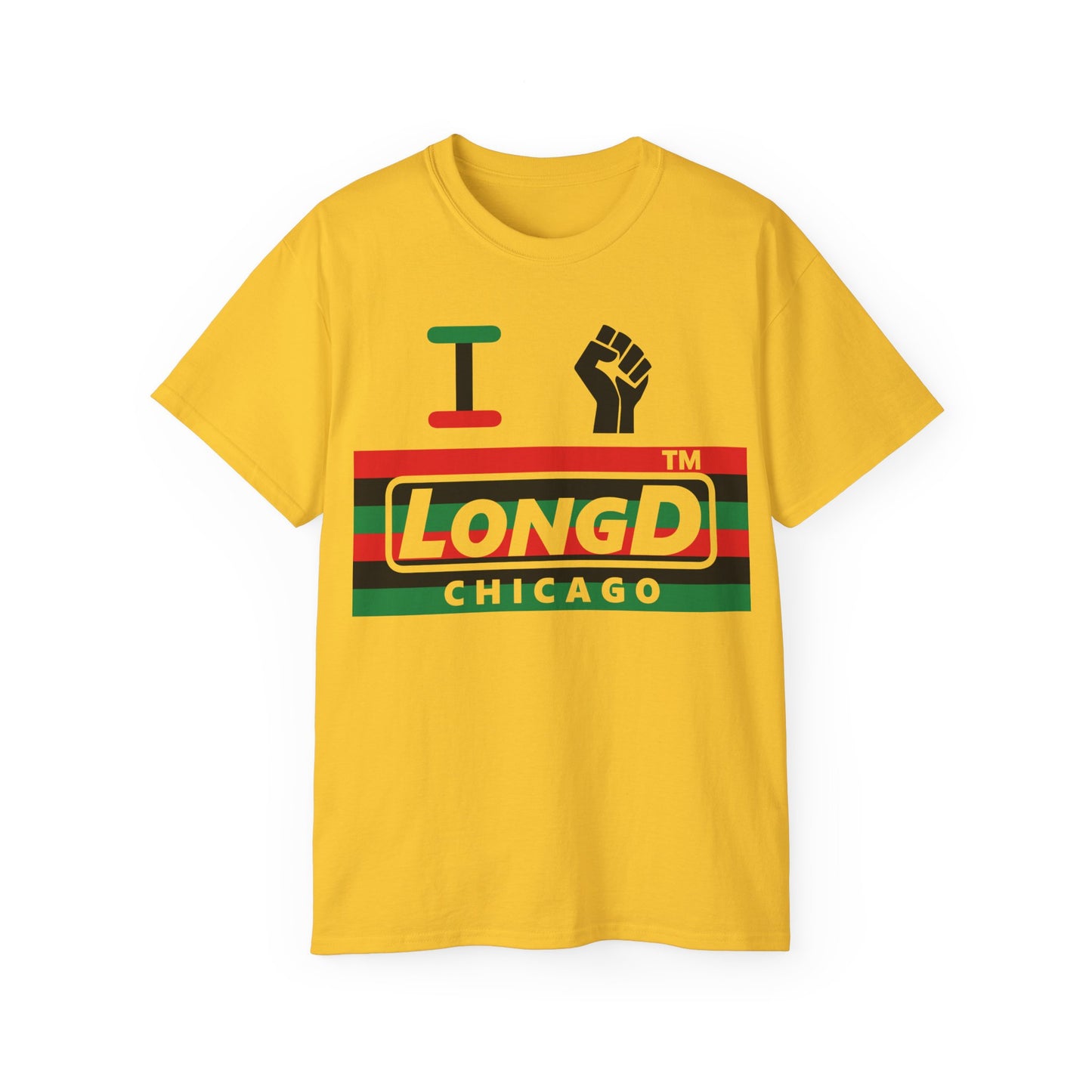 I fist LongD negative horizontal 6-striped Chicago logo cotton tee