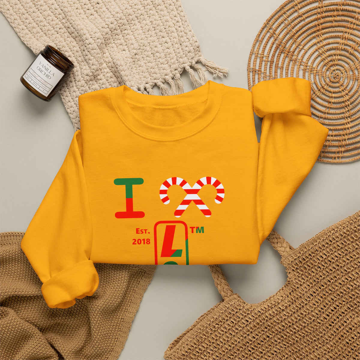I candy cane LongD Hyde Park positive upright pixel-weighted 4-striped 4-print logo crewneck sweatshirt