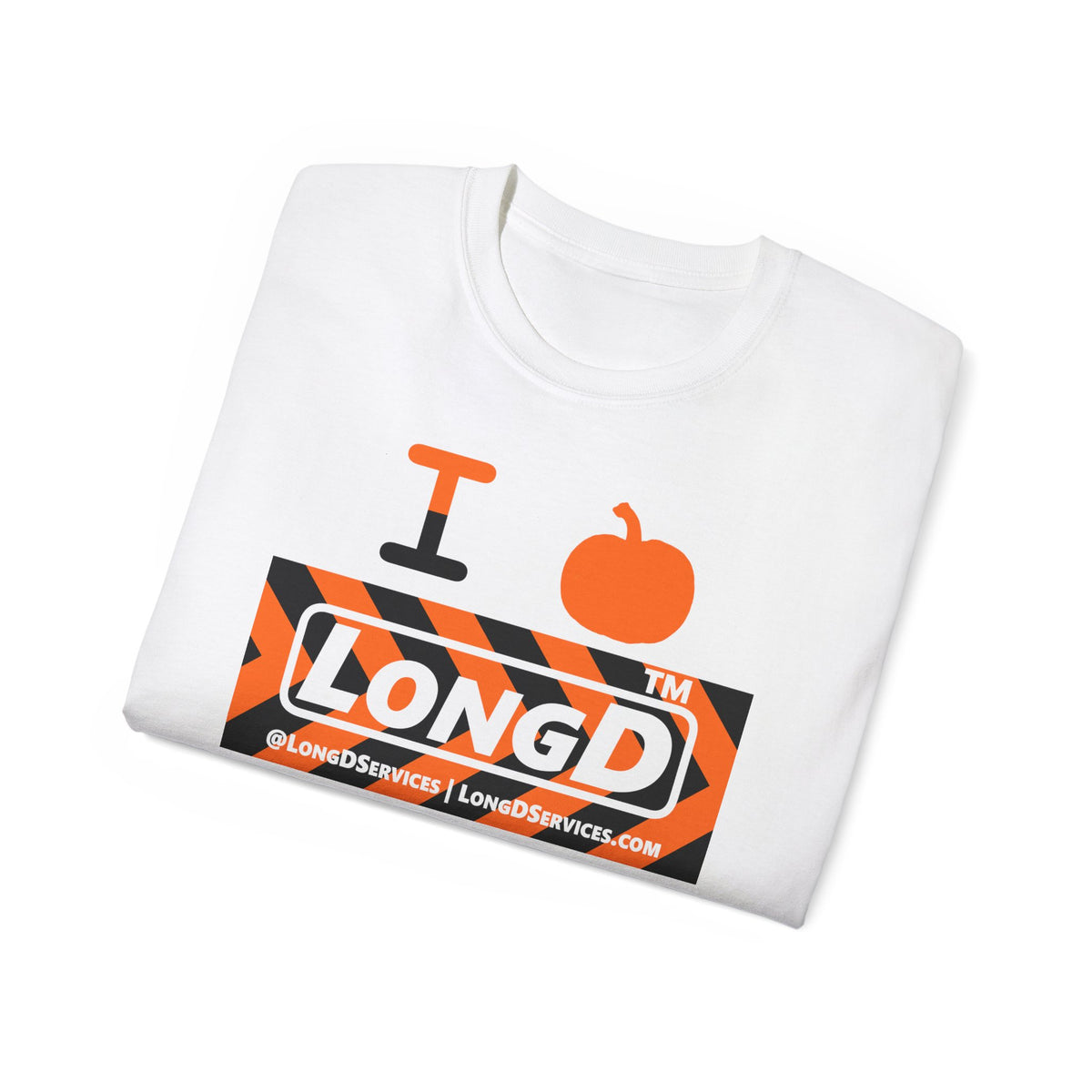 I pumpkin LongD Tag-domain negative forward chevron logo cotton tee