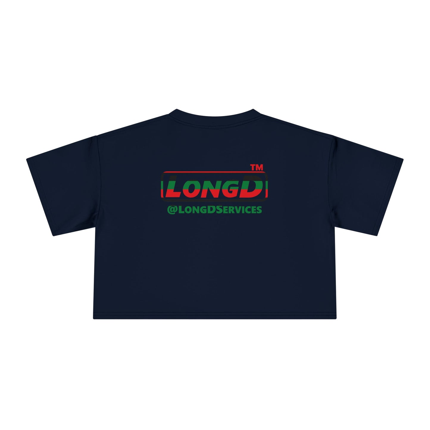 LongD positive horizontal 6-striped Chicago logo crop tee (Juneteenth colors)