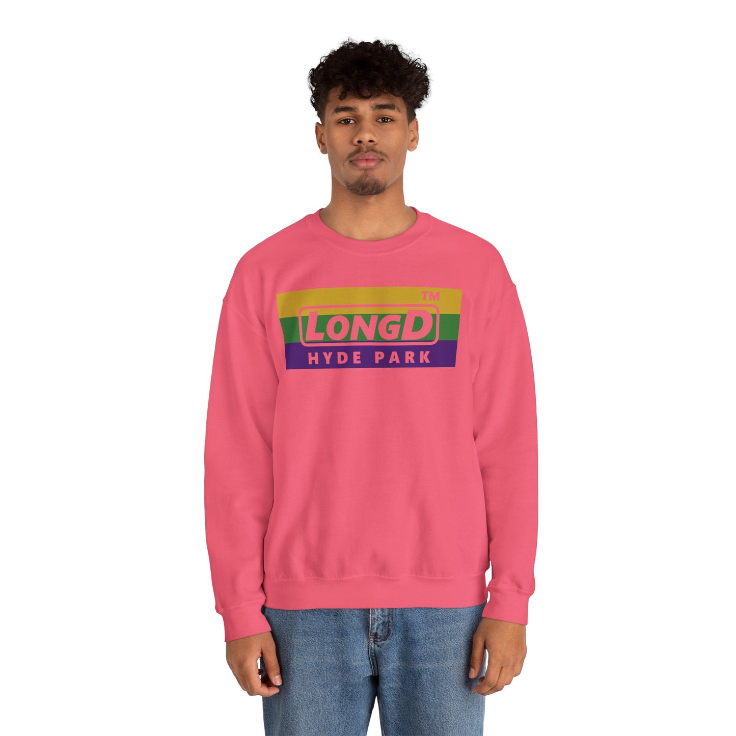 LongD negative striped Hyde Park logo crewneck sweatshirt
