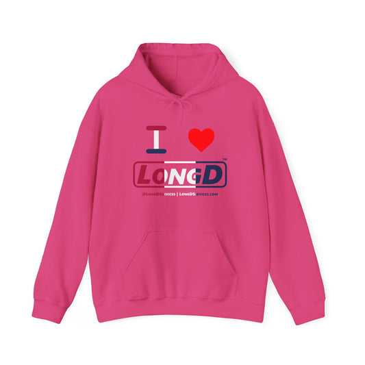 I Luv LongD® Logo Hoodie red, white and blue positive thirds