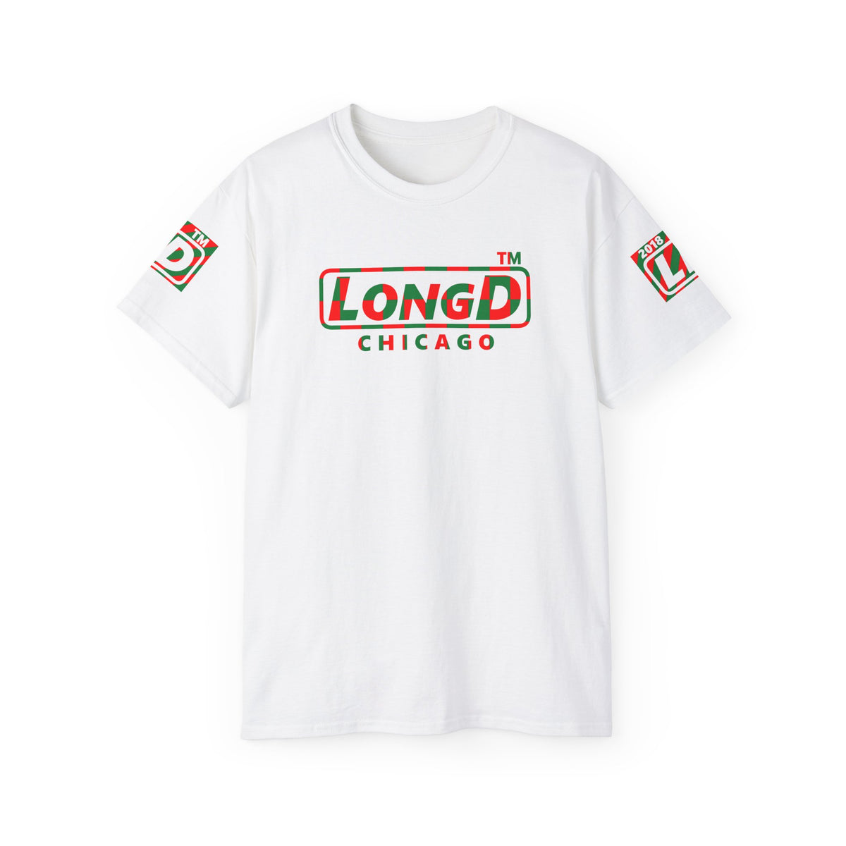 LongD Chicago positive checkered 4-print logo (Xmas colors) cotton tee