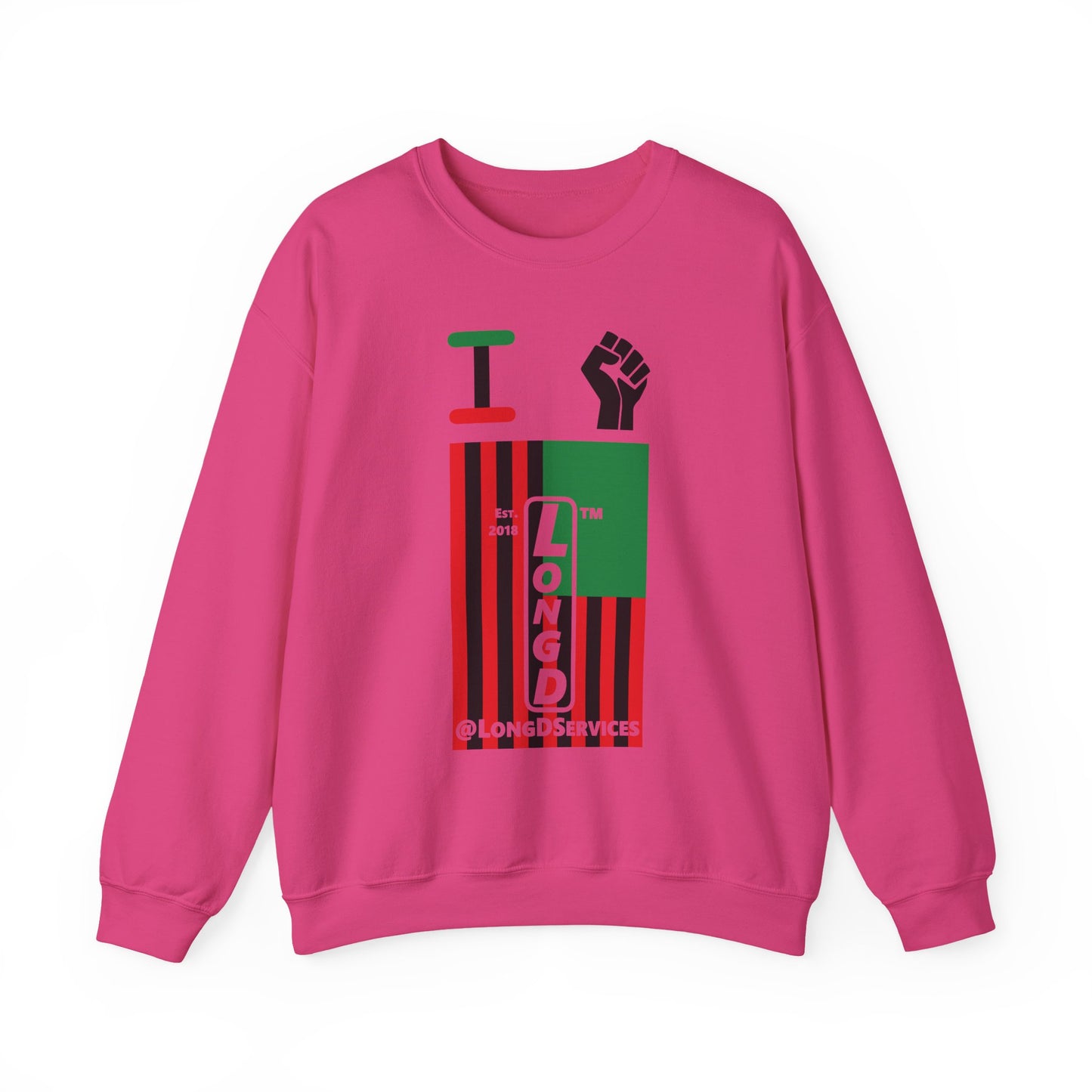 I Fist LongD negative flag tag upright logo crewneck sweatshirt