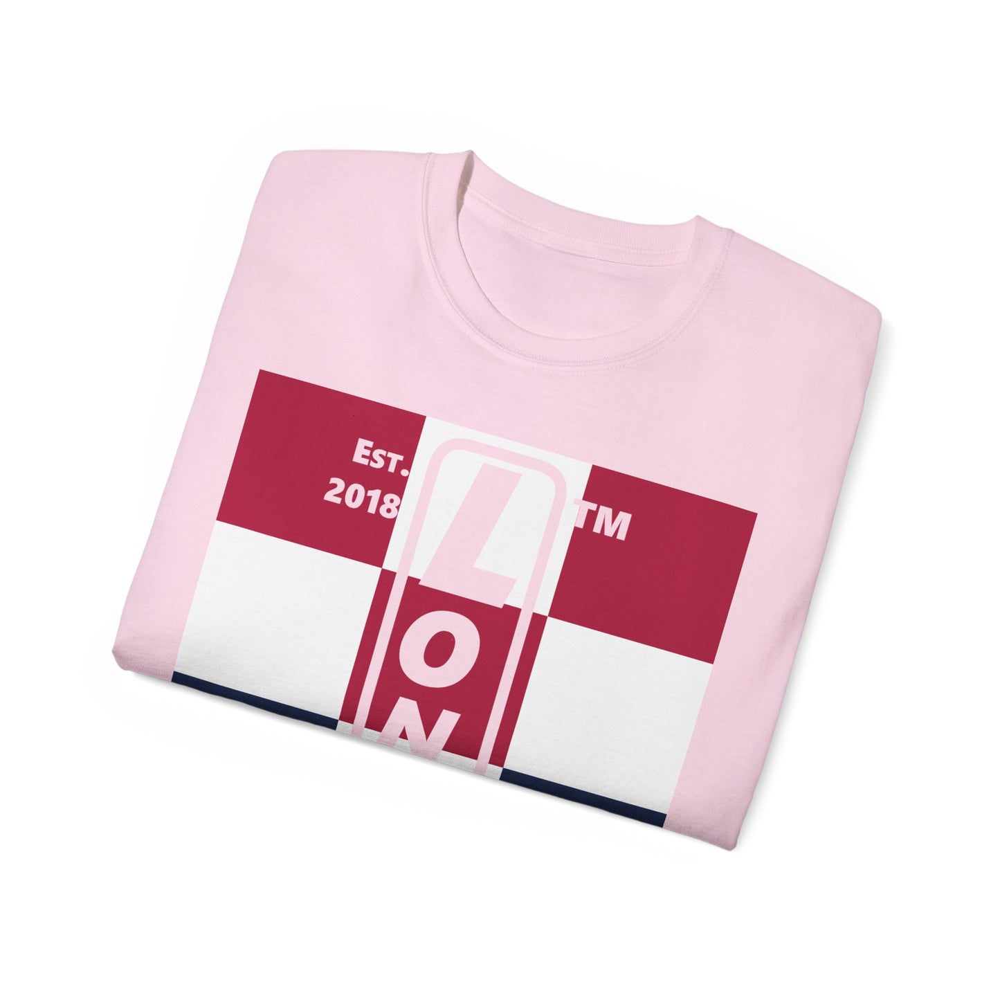 LongD cotton tee negative 4x3 Chicago upright logo (Patriotic colors)