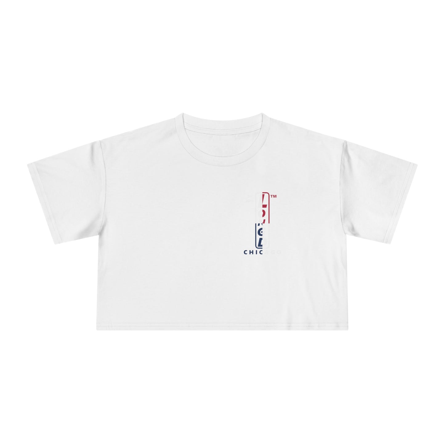 Positive quarters upright single-breasted Chicago logo crop tee (Patriotic colors)