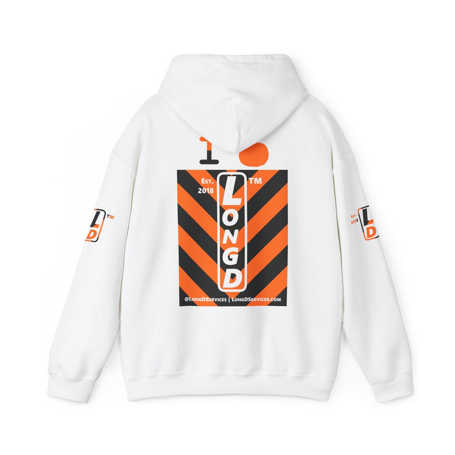 I pumpkin LongD Tag-domain negative upright downward chevron 4-print logo hoodie