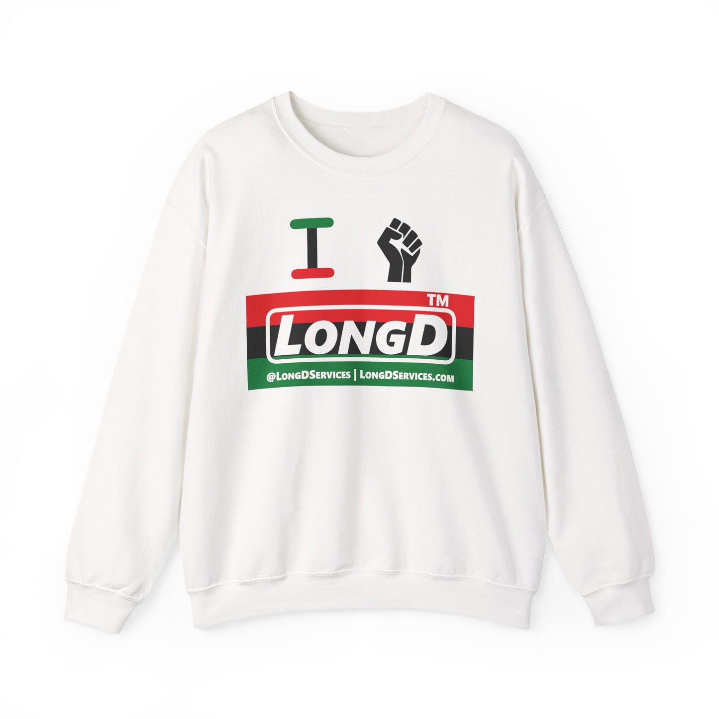 I fist LongD negative horizontal 3-striped tag-domain logo crewneck sweatshirt