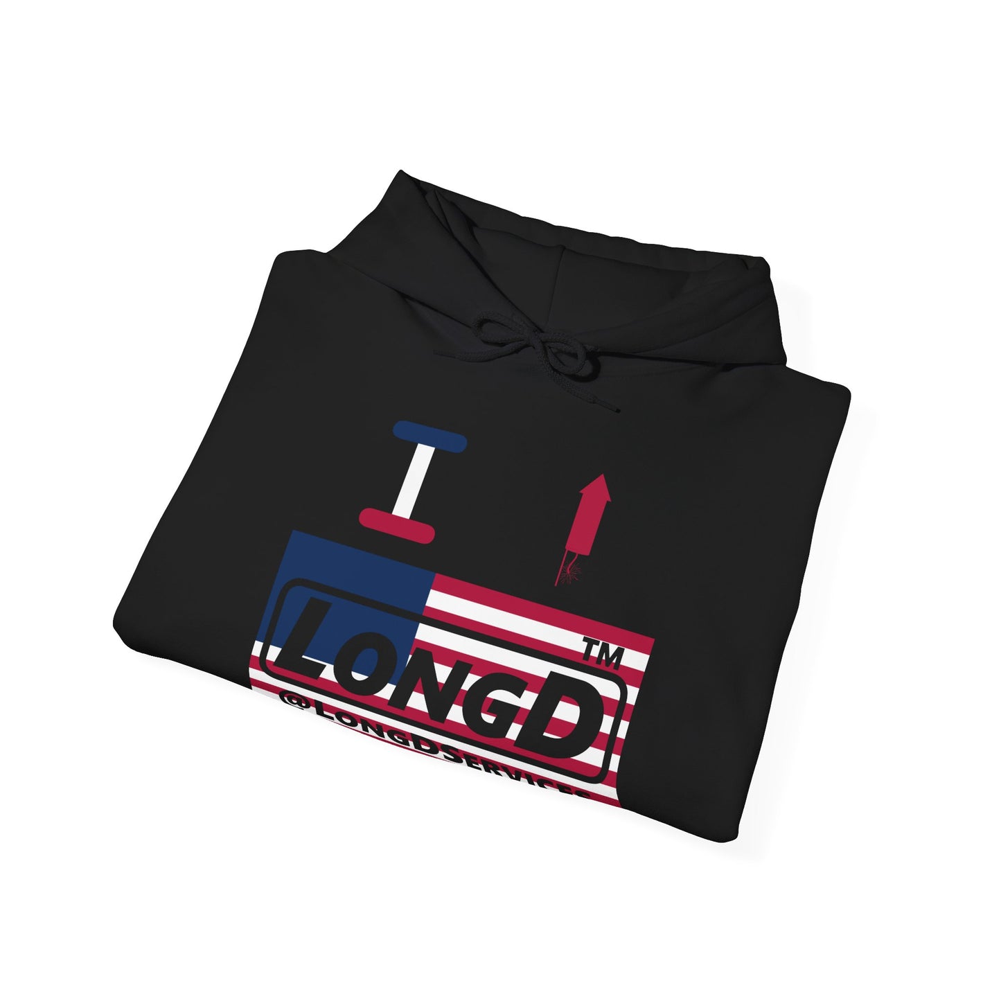 I firecracker LongD® negative flag front-back double breasted tag logo hoodie