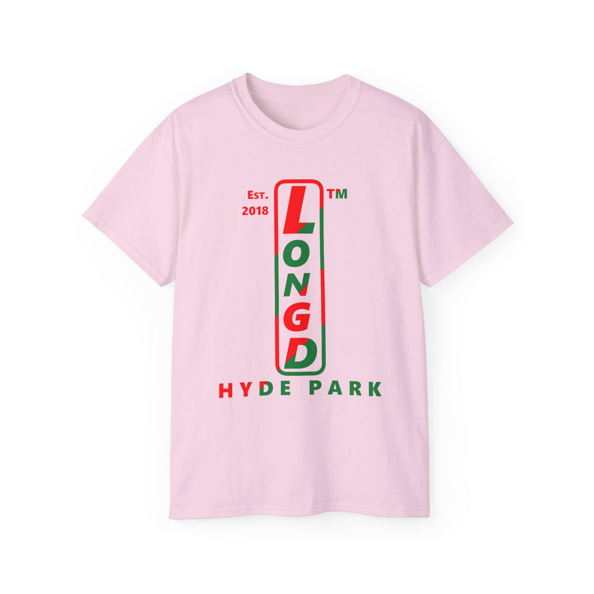 LongD Hyde Park positive upright pixel-weighted 4-striped logo (Xmas colors) cotton tee