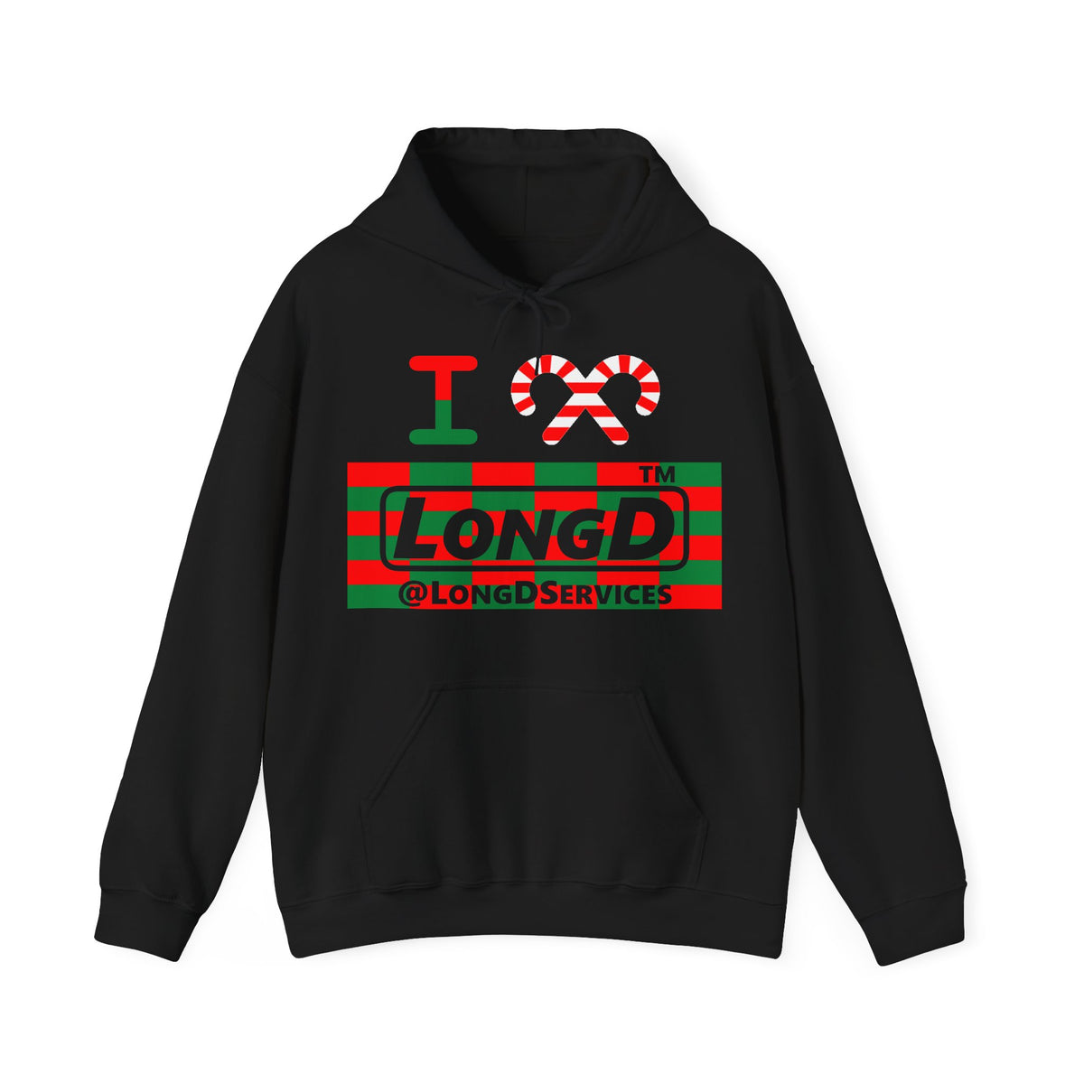 I candy cane LongD Tag negative tiled logo hoodie