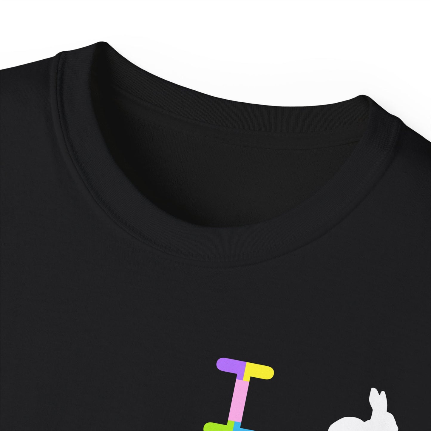 I Bunny LongD® negative vertical striped front-back Chicago Logo Cotton Tee