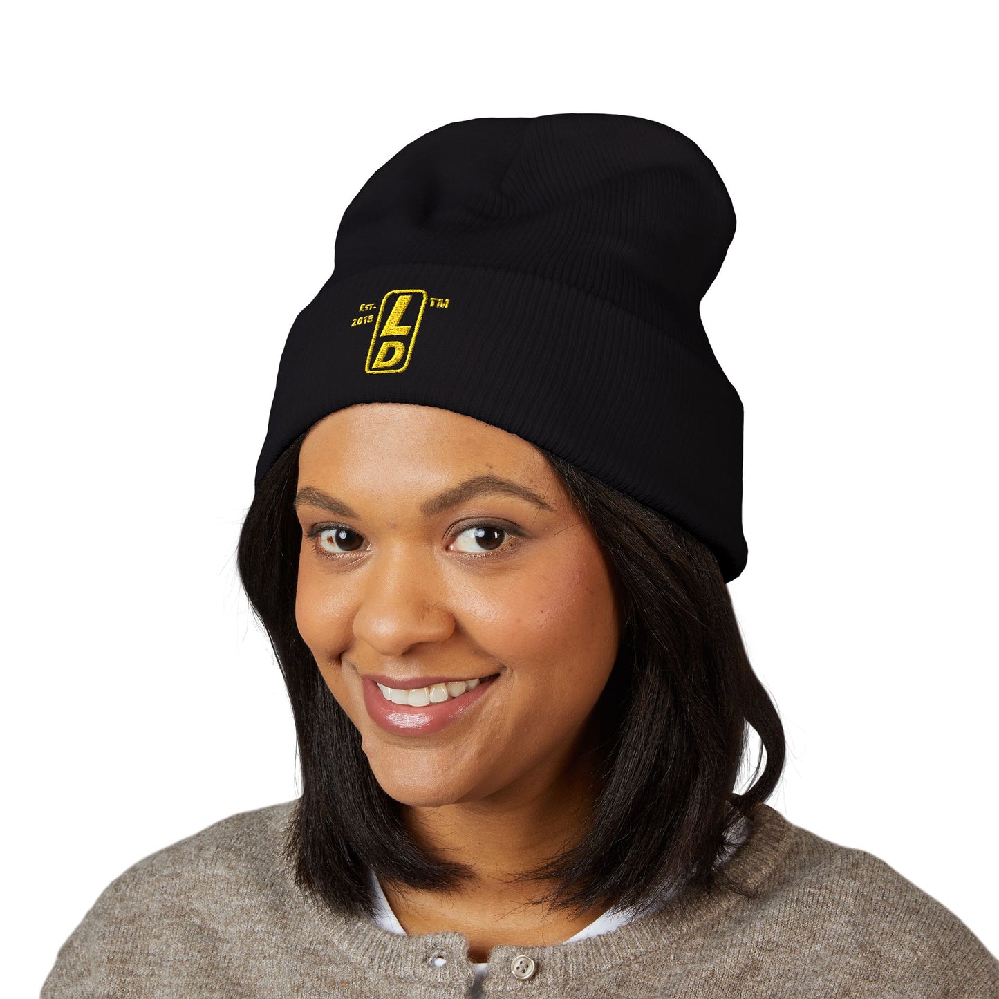 Embroidered Classic Cuffed Beanie reverse official basic logo upright initials