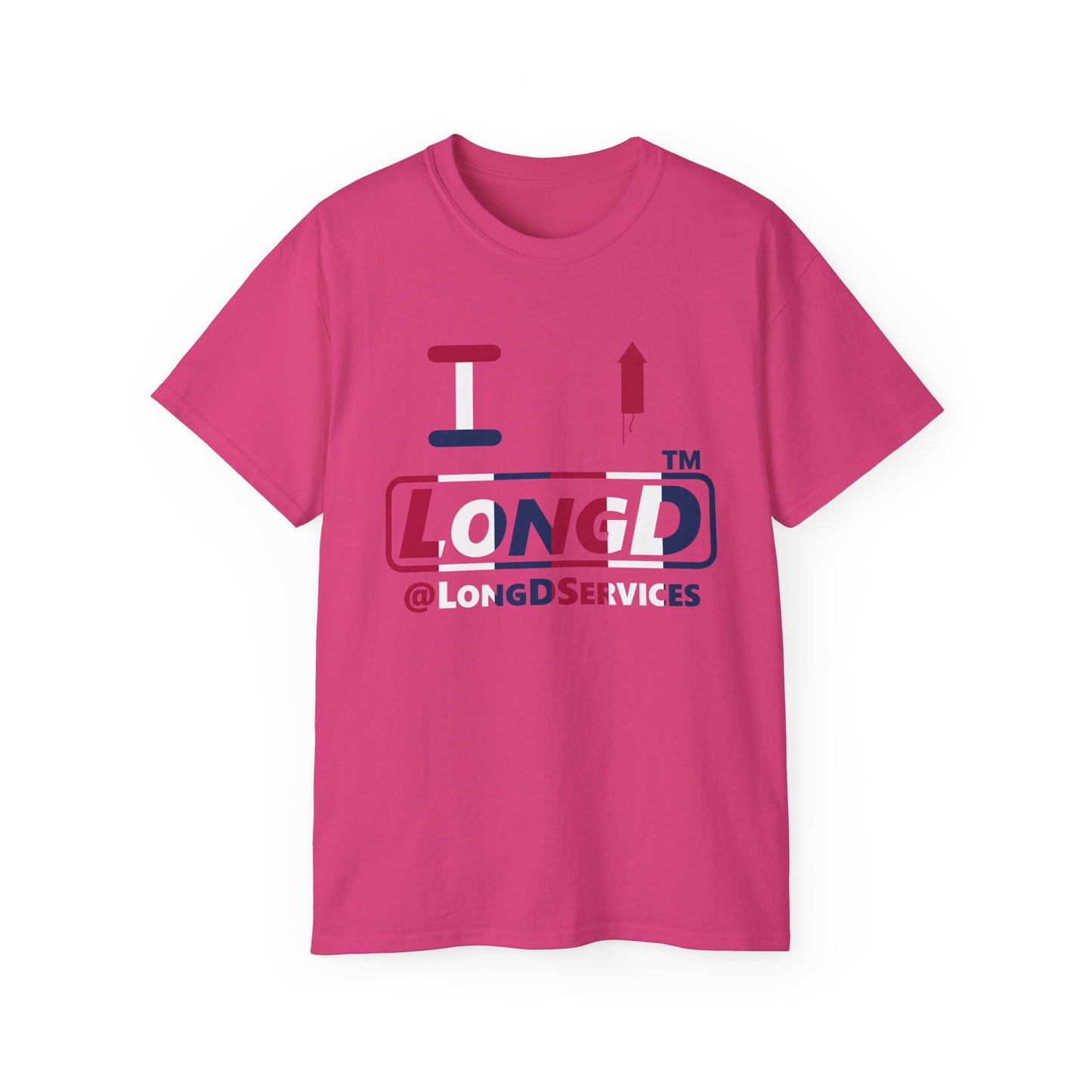 I firecracker LongD positive vertical 6-striped tag logo cotton tee
