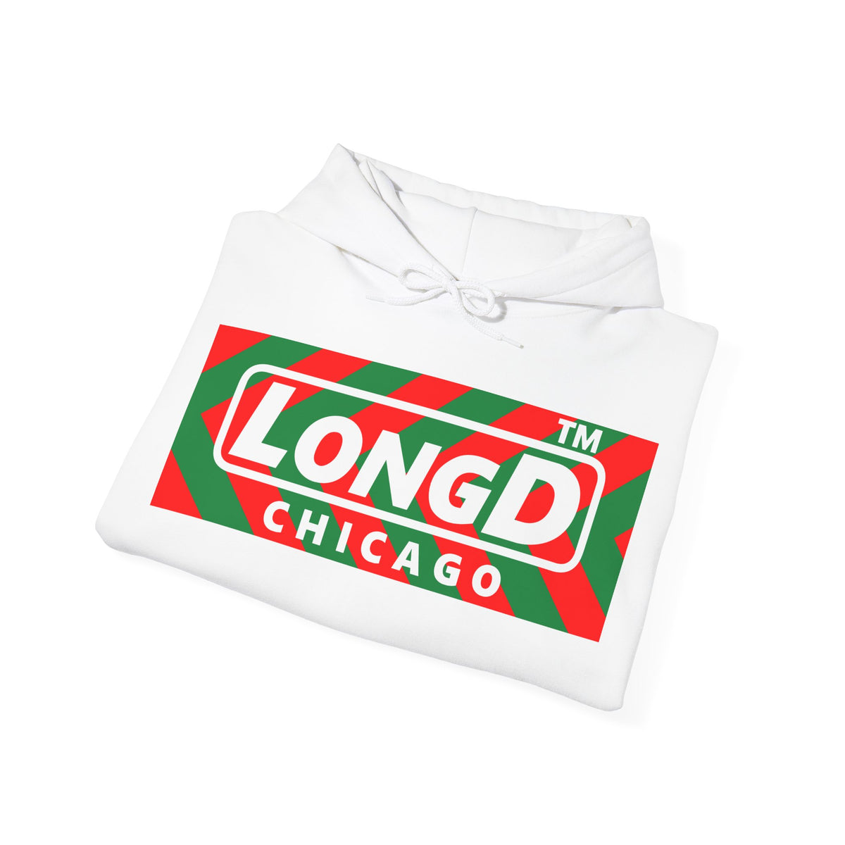 LongD Chicago negative leftward chevron logo (Xmas colors) hoodie