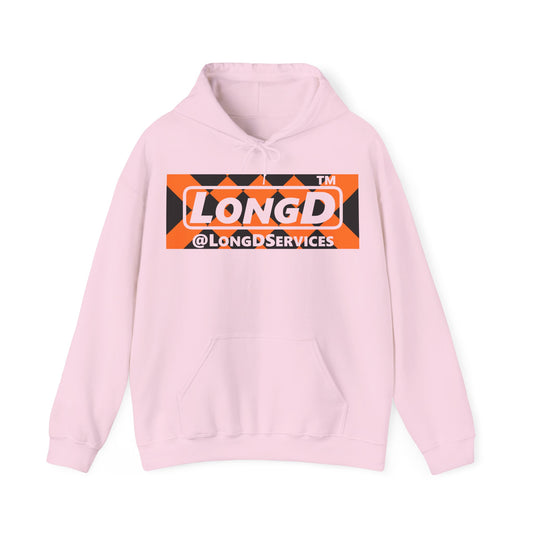 LongD Tag negative stylized argyle logo (Halloween colors) hoodie