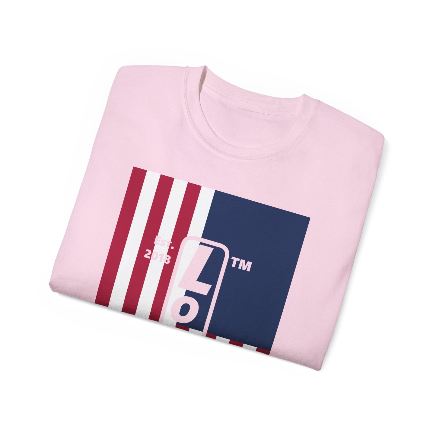 LongD cotton tee negative cropped flag Hyde Park upright logo (Patriotic colors)