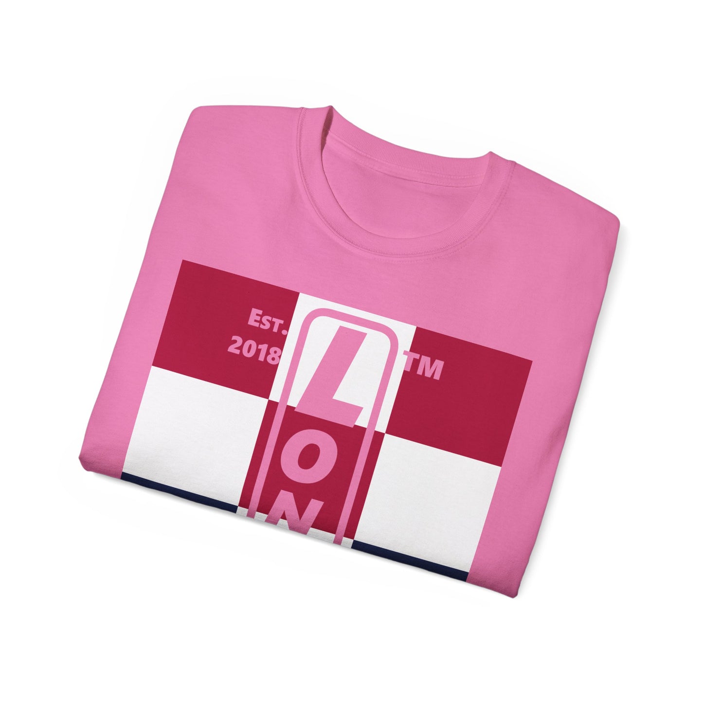 LongD cotton tee negative 4x3 Hyde Park upright logo (Patriotic colors)
