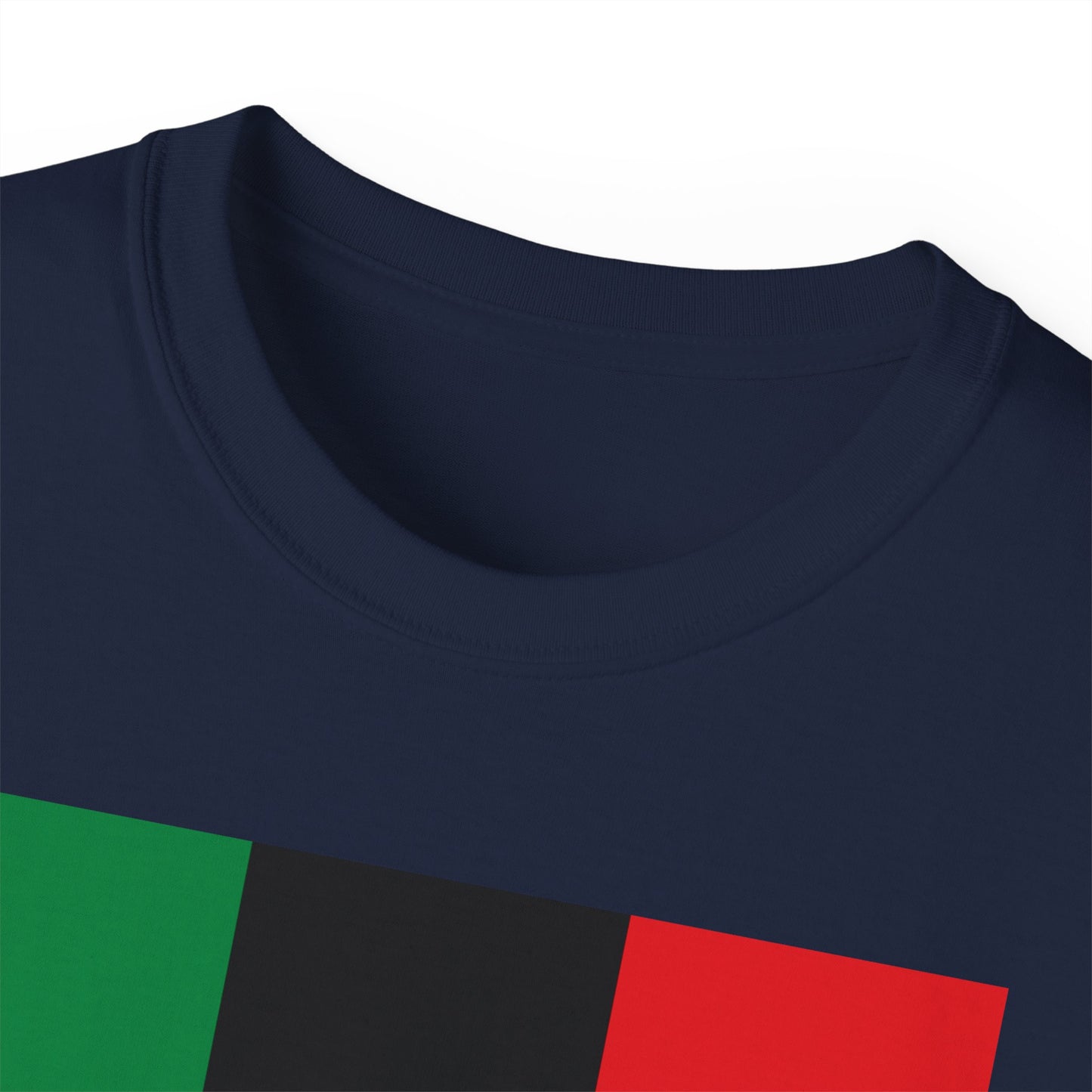 LongD® Logo Cotton Tee Juneteenth vertical Pan-African Flag negative text