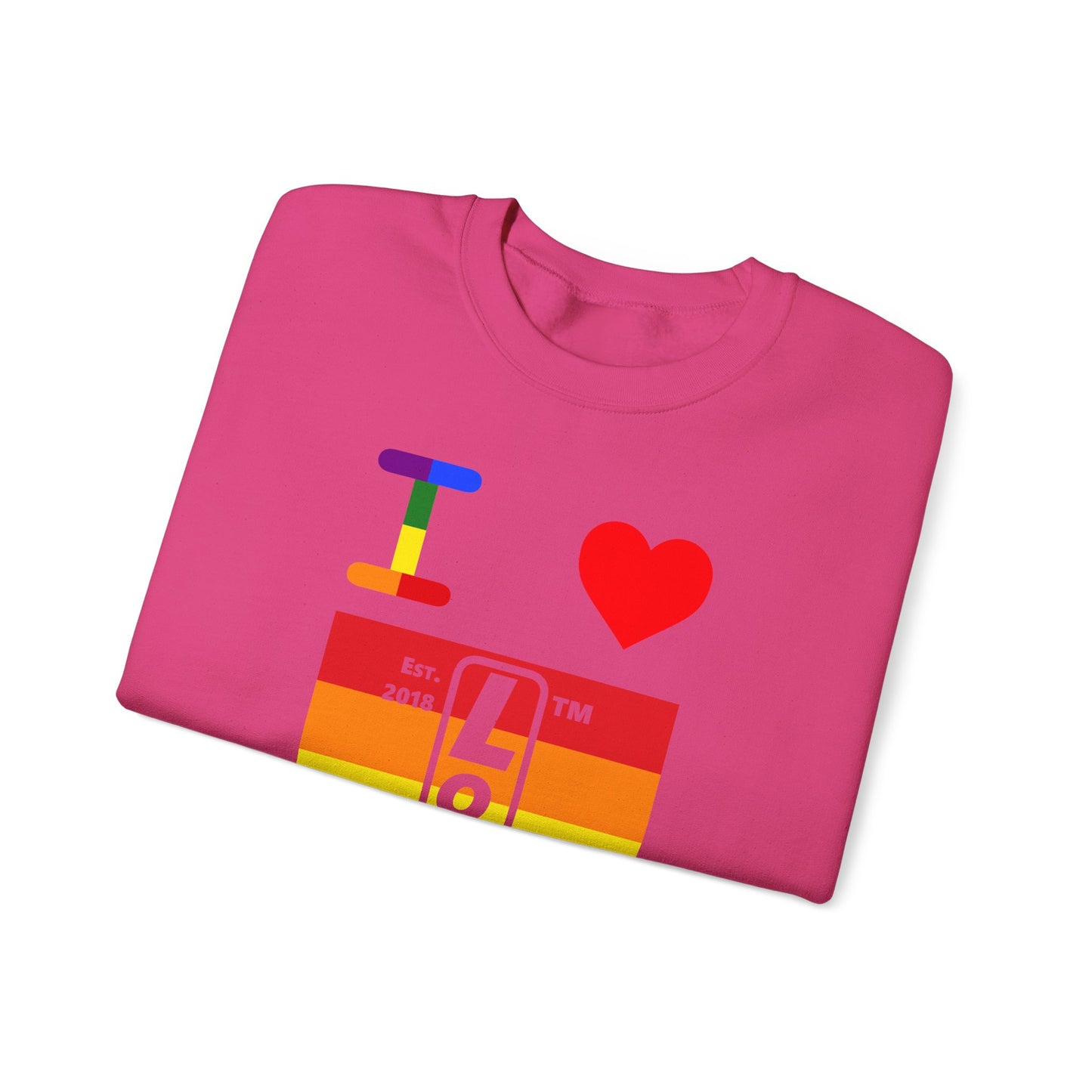 I Luv LongD negative horizontal 6-striped Chicago upright logo crewneck sweatshirt