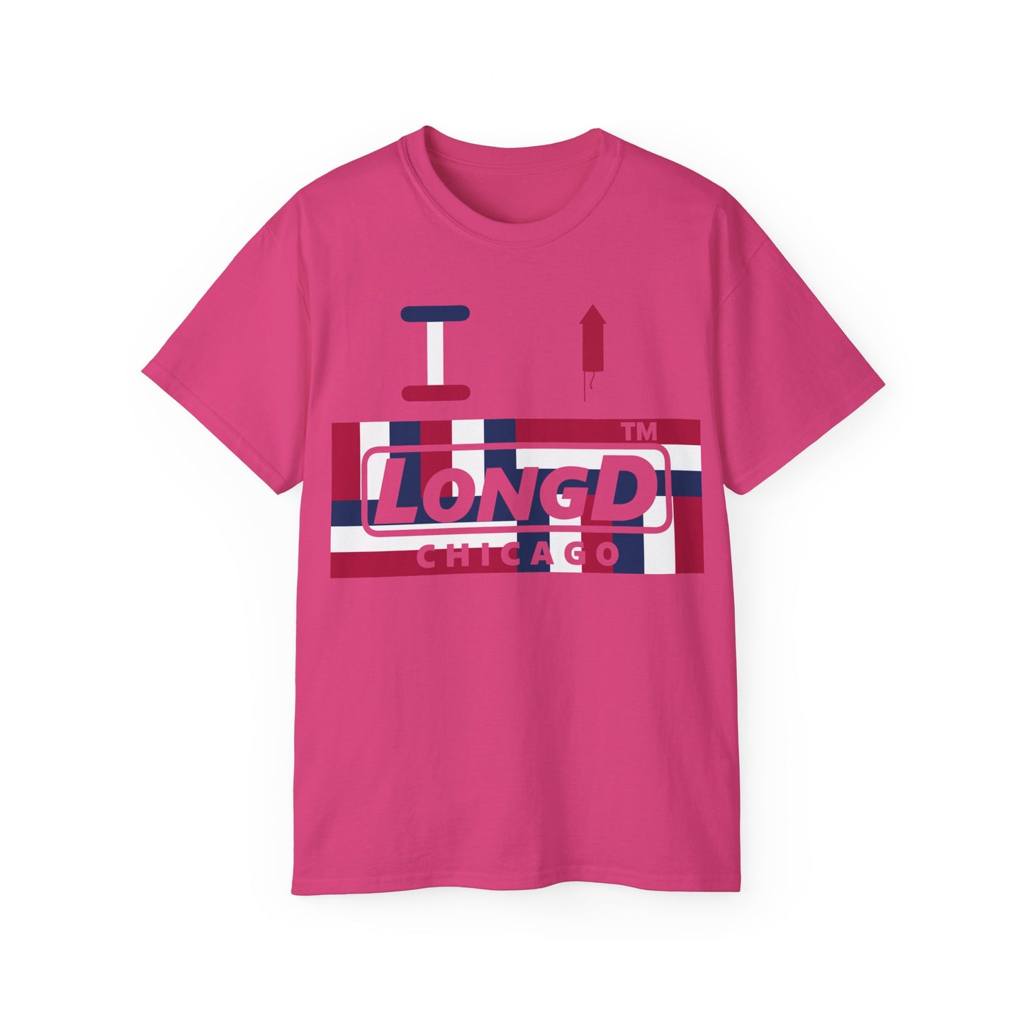 I firecracker LongD negative modified windmill Chicago logo cotton tee
