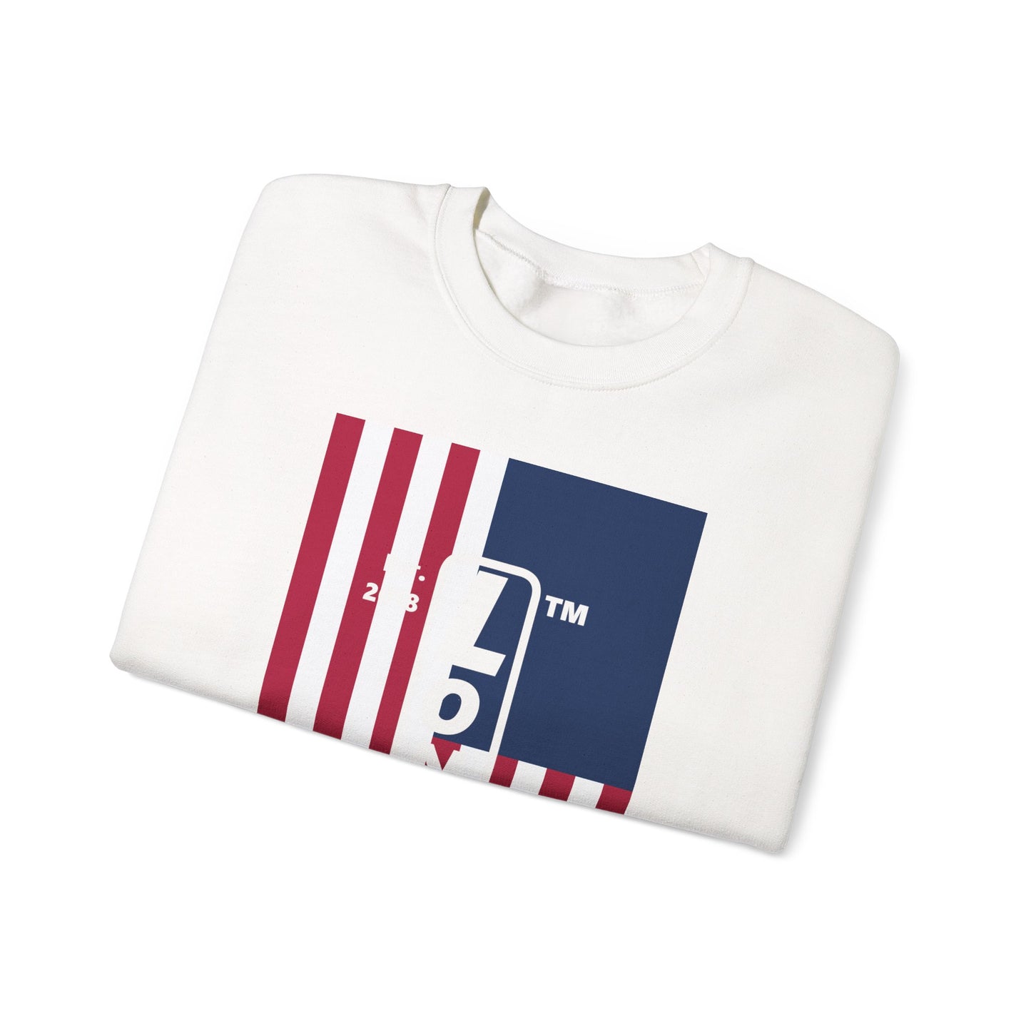 LongD negative cropped flag Hyde Park upright logo crewneck sweatshirt (patriotic colors)