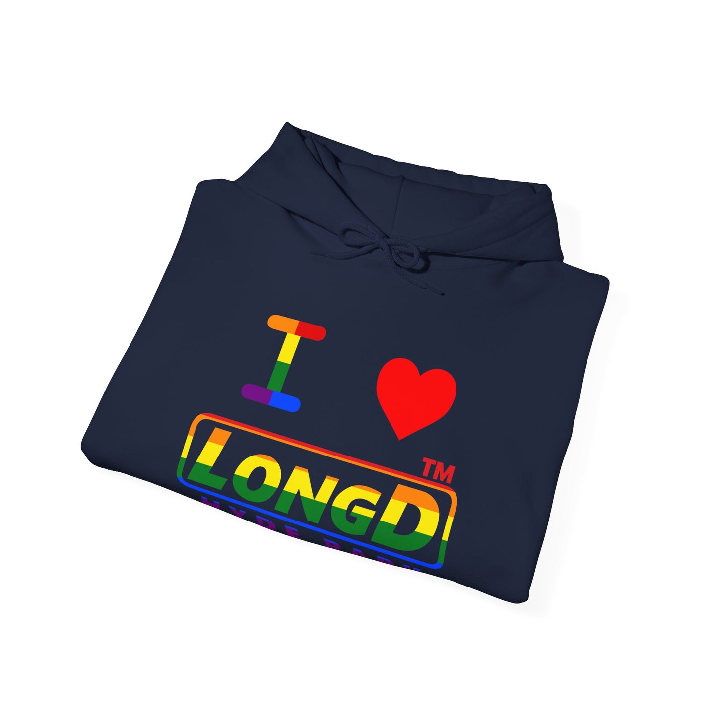 I Luv LongD® positive horizontal striped Hyde Park logo hoodie (Pride colors)