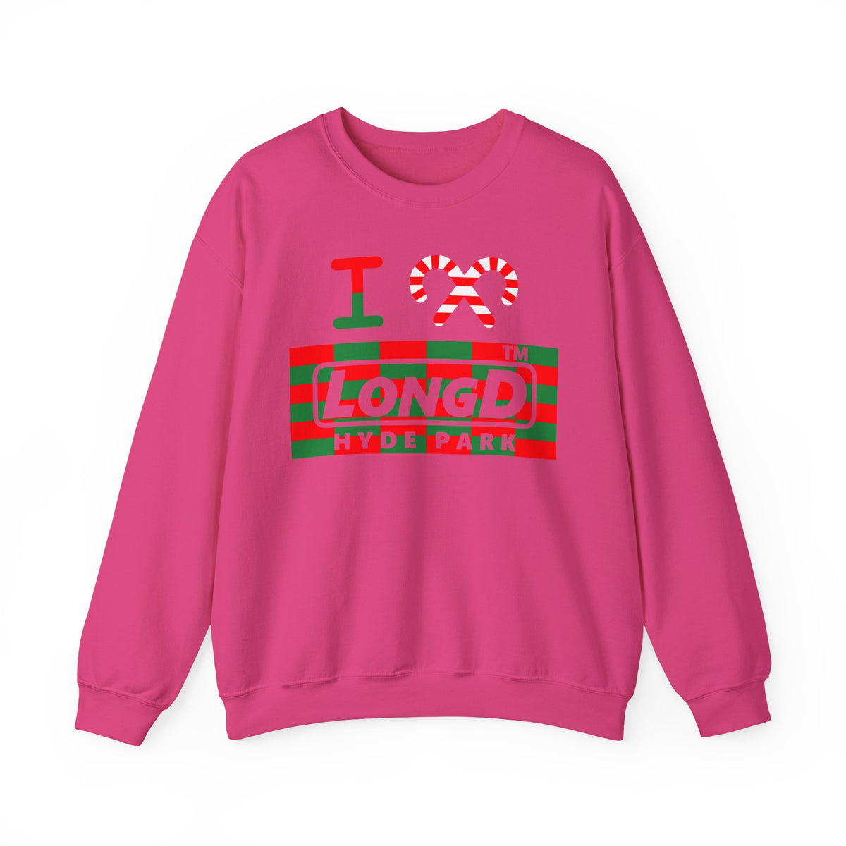 I candy cane LongD Hyde Park negative tiled logo crewneck sweatshirt