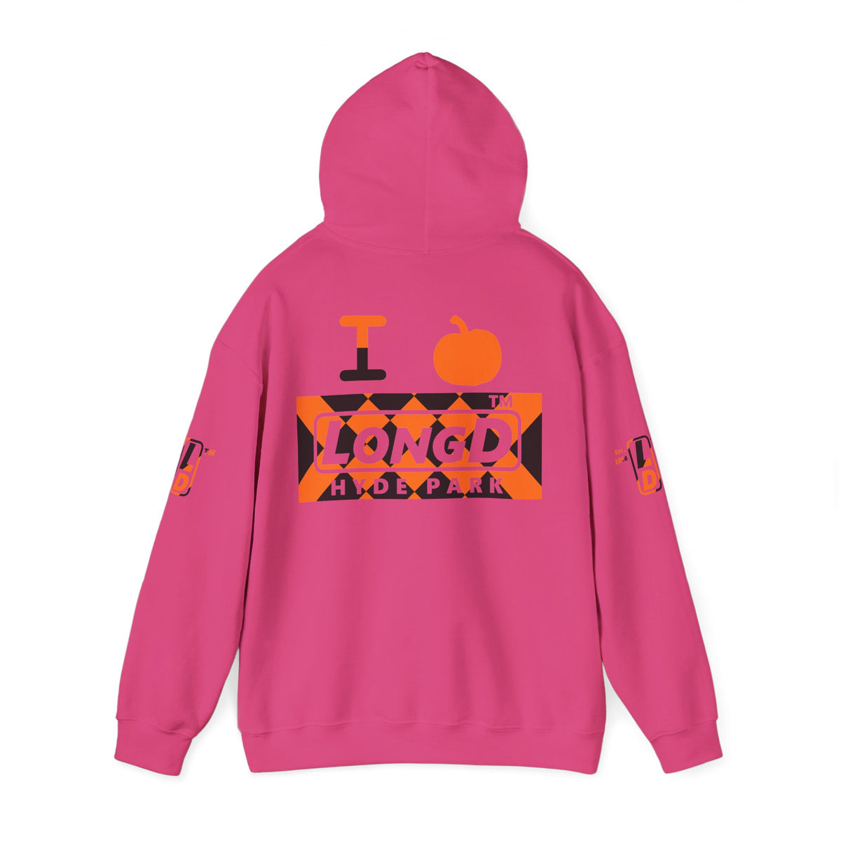 I pumpkin LongD Hyde Park negative stylized argyle 4-print logo hoodie