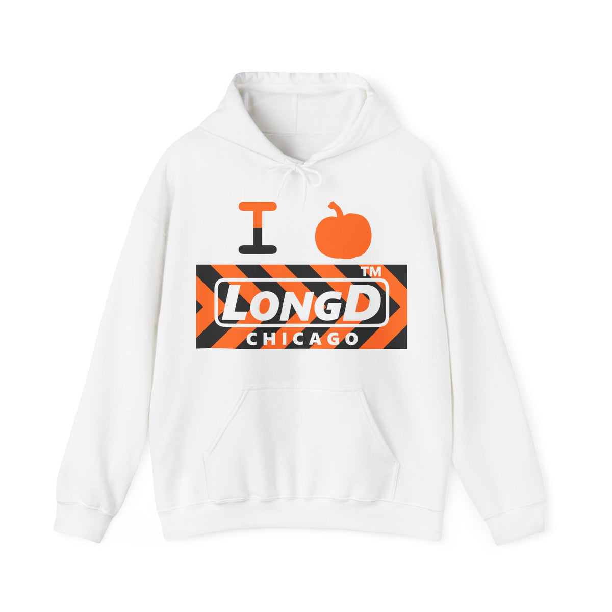 I pumpkin LongD Chicago negative forward chevron logo hoodie