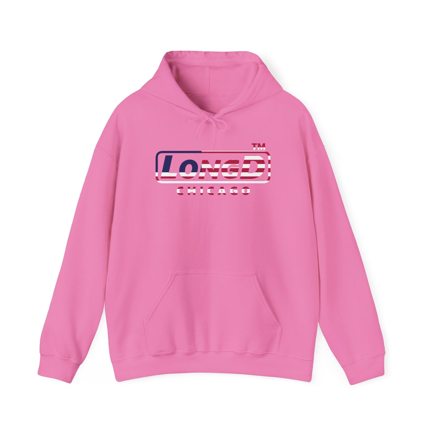 LongD® positive flag Chicago logo hoodie (patriotic colors)