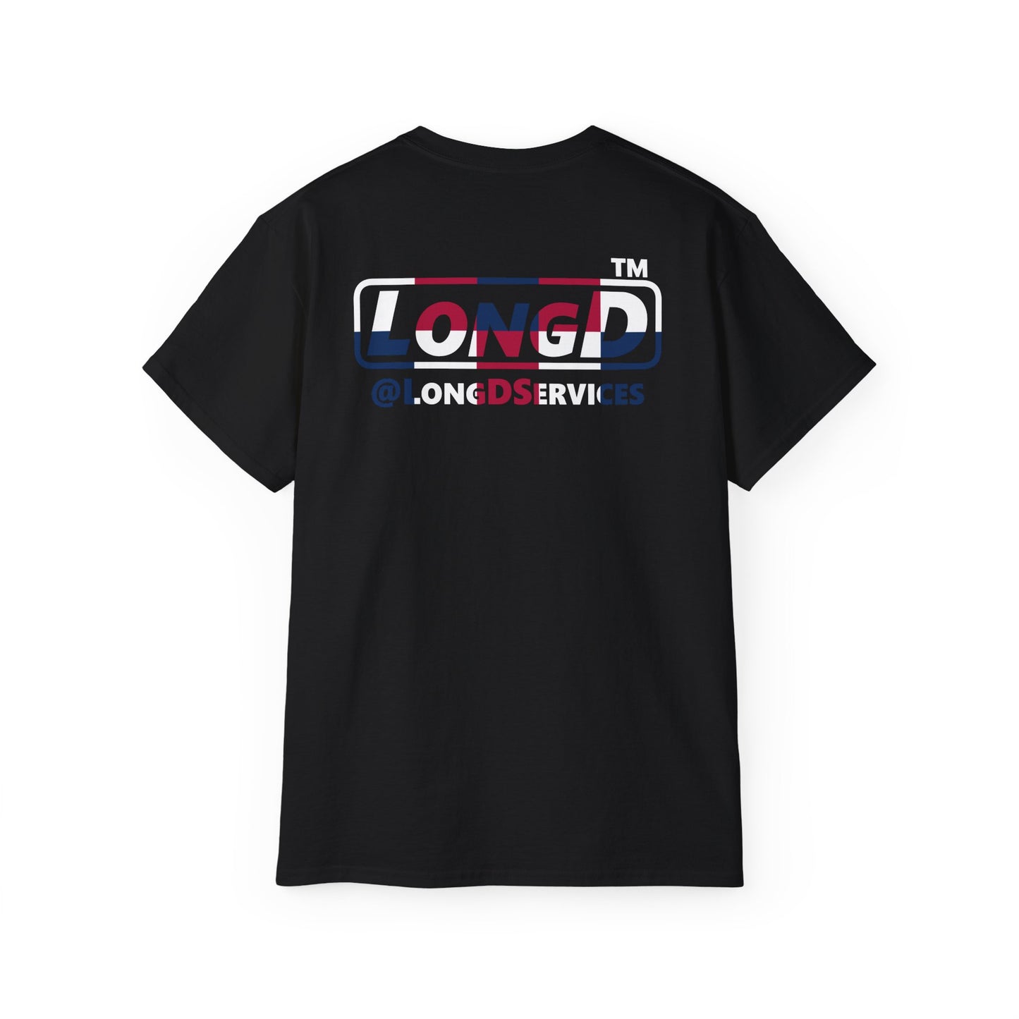 LongD positive 2x5 front-back Hyde Park logo cotton tee (patriotic colors)